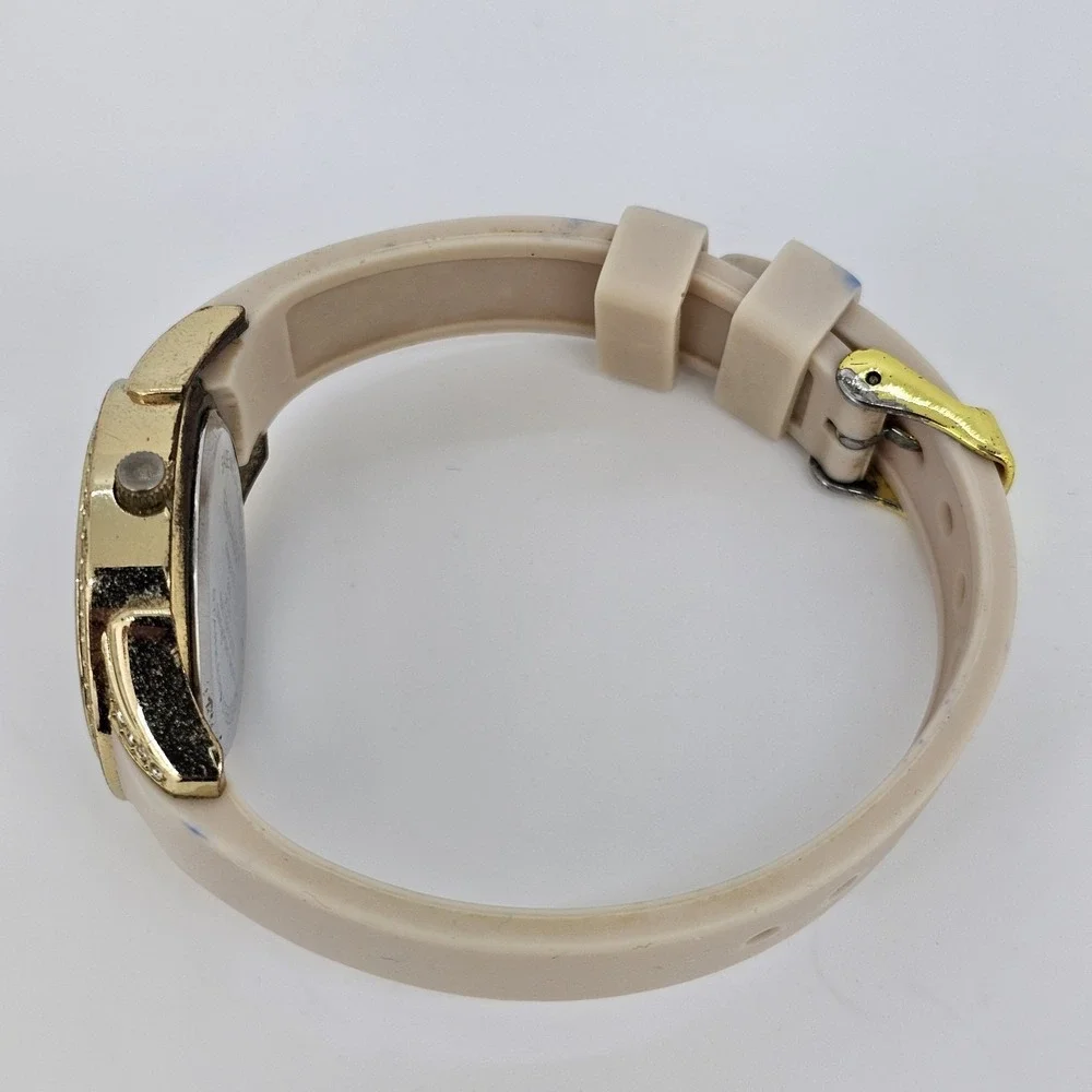 Embassy Women's Watch 34MM Gold Dial Cream Plastic Bands New Battery‎